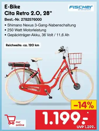 Netto Marken-Discount Fischer e-bike cita retro 2.0, 28 Angebot