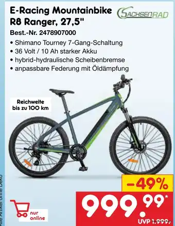 Netto Marken-Discount Sachsenrad e-racing mountainbike r8 ranger, 27,5 Angebot