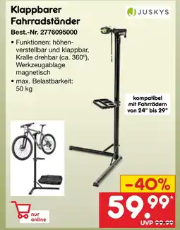 Netto Marken-Discount Juskys klappbarer fahrradständer Angebot