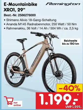 Netto Marken-Discount Remington e-mountainbike xr01, 29 Angebot