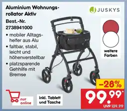Netto Marken-Discount Juskys aluminium wohnungsrollator aktiv Angebot