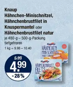 V Markt Knaup hähnchen-minischitzel, hähnchenbrustfilet in knuspermantel oder hähnchenbrustfilet natur Angebot