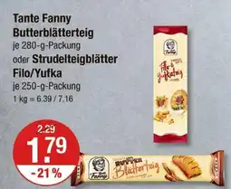 V Markt Tante fanny butterblätterteig oder strudelteigblätter filo/yufka Angebot