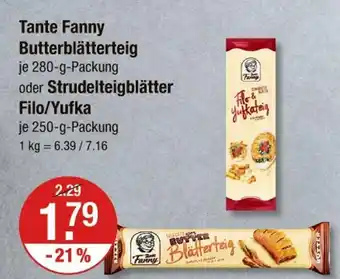 V Markt Tante fanny butterblätterteig oder strudelteigblätter filo/yufka Angebot