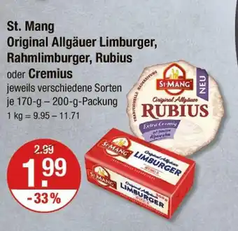 V Markt St. mang original allgäuer limburger, rahmlimburger, rubius oder cremius Angebot