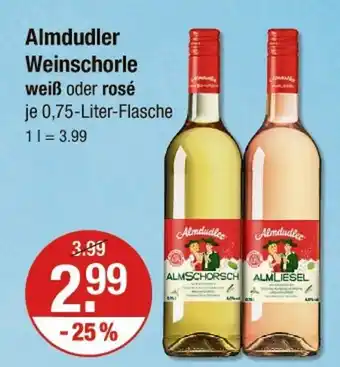 V Markt Almdudler weiß oder rosé Angebot