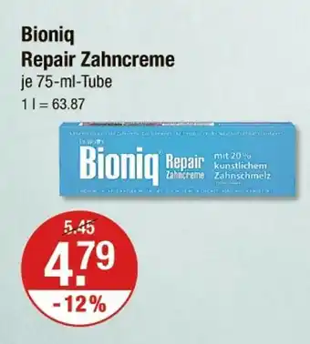 V Markt Bioniq repair zahncreme Angebot