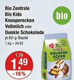 V Markt Bio zentrale bio kids knusperecken vollmilch oder dunkle schokolade Angebot