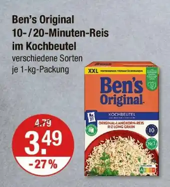 V Markt Ben’s original 10- / 20-minuten-reis im kochbeutel Angebot