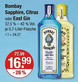 V Markt Bombay sapphire, citrus oder east gin Angebot