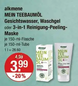 V Markt Alkmene mein teebaumöl gesichtswasser, waschgel oder 3-in-1 reinigung-peeling-maske Angebot