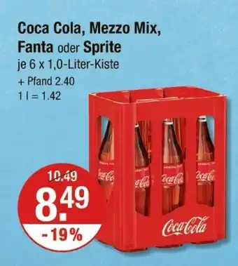 V Markt Coca cola coca cola, mezzo mix, fanta oder sprite Angebot