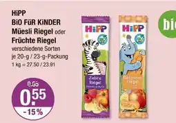 V Markt Hipp müesli riegel oder früchte riegel Angebot