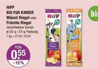 V Markt Hipp müesli riegel oder früchte riegel Angebot