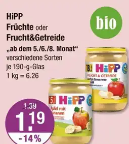 V Markt Hipp früchte oder frucht&getreide Angebot