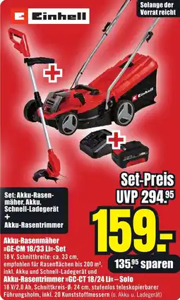 B1 Discount Baumarkt Einhell Akku-Rasenmäher GE-CM 18/33 Li-Set Angebot
