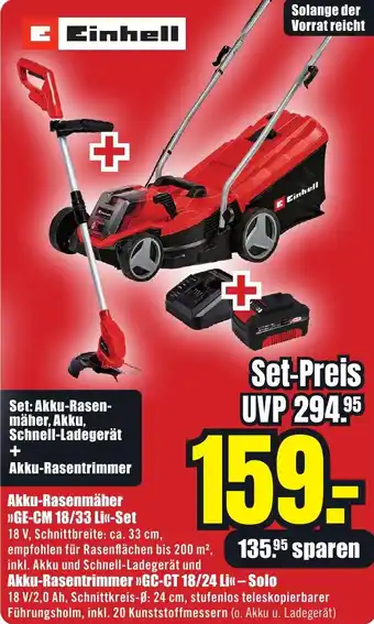 B1 Discount Baumarkt Einhell Akku-Rasenmäher GE-CM 18/33 Li-Set Angebot