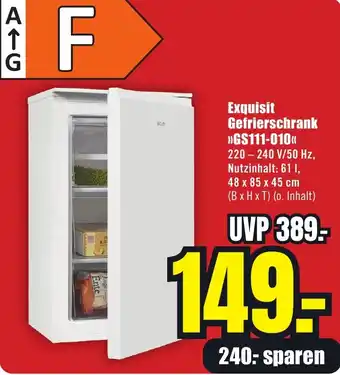 B1 Discount Baumarkt Exquisit Gefrierschrank GS111-010 Angebot
