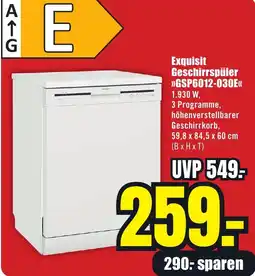 B1 Discount Baumarkt Exquisit Geschirrspüler GSP6012-030E Angebot