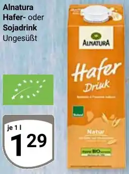 Globus Alnatura Hafer- oder Sojadrink Angebot