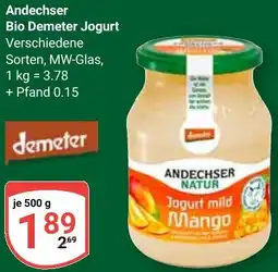 Globus Andechser Bio Demeter Jogurt Angebot