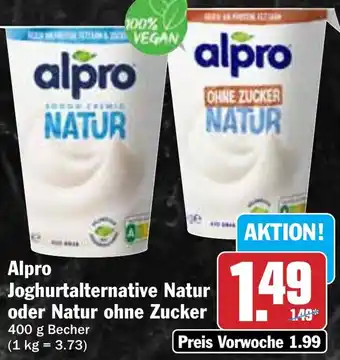 AEZ Alpro Joghurtalternative Natur oder Natur ohne Zucker Angebot