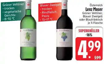 Edeka Lenz Moser Grüner Veltliner, Blauer Zweigelt oder Blaufränkisch Angebot
