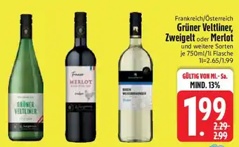 Edeka Grüner Veltliner, Zweigelt oder Merlot Angebot