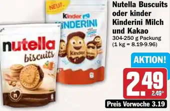 AEZ Nutella Buscuits oder kinder Kinderini Milch und Kakao Angebot