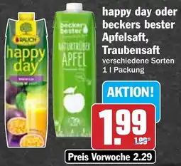 AEZ Rauch happy day oder beckers bester Apfelsaft, Traubensaft Angebot