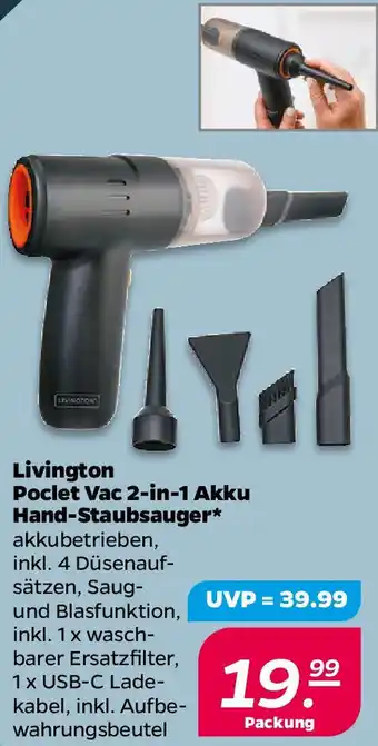 NETTO Livington Poclet Vac 2-in-1 Akku Hand-Staubsauger Angebot