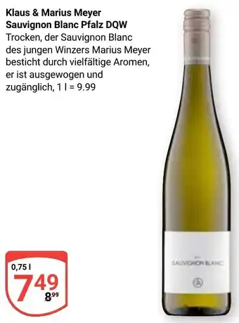 Globus Klaus & Marius Meyer Sauvignon Blanc Pfalz DQW Angebot