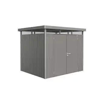toom Baumarkt Biohort Gerätehaus 'HighLine 3' mit Doppeltür 275 x 235 cm Quarzgrau metallic Angebot