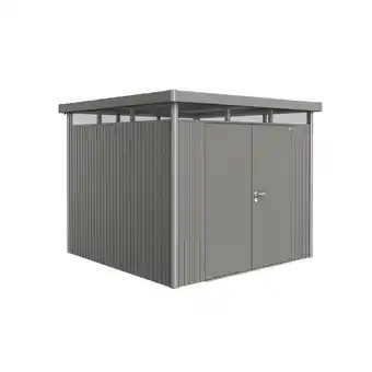 toom Baumarkt Biohort Gerätehaus 'HighLine 4' mit Doppeltür 275 x 275 cm Quarzgrau metallic Angebot