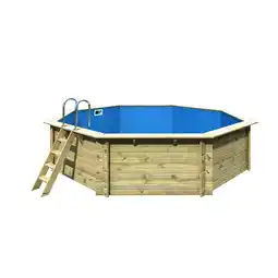 toom Baumarkt Karibu Massivholzpool-Set 'Modell 3 A' Ø 495 x 124 cm mit Edelstahlleiter und Holzleiter Angebot