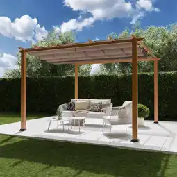 toom Baumarkt Paragon-Outdoor Pergola 'Florida 11 x 11' Aluminium Holzoptik mit Sonnensegel 350 x 350 x 235 cm Angebot