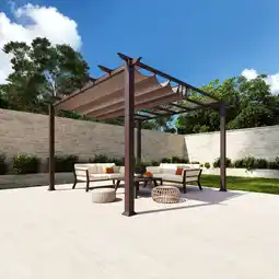 toom Baumarkt Paragon-Outdoor Pergola 'Florida 11 x 11' Aluminium cocoa braun mit Sonnensegel 350 x 350 x 235 cm Angebot