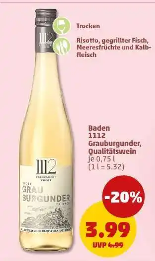 PENNY BADEN 1112 Grauburgunder Qualitätswein Angebot
