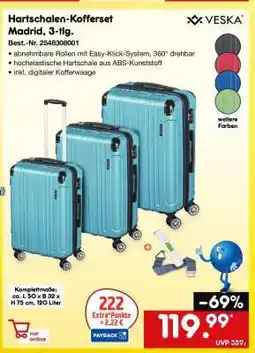 Netto Marken-Discount Hartschalen-Kofferset Madrid, 3-tlg Angebot