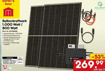 Netto Marken-Discount Balkonkraftwerk 1.000 Watt / 800 Watt Angebot