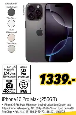 MEDIMAX iPhone 16 Pro Max (256GB) Angebot