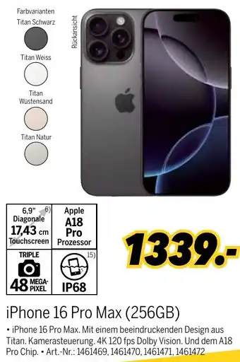 MEDIMAX iPhone 16 Pro Max (256GB) Angebot