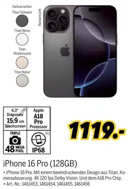 MEDIMAX iPhone 16 Pro (128GB) Angebot