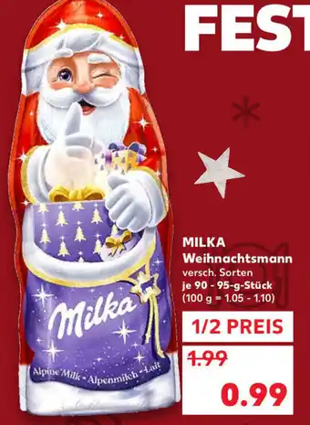 Kaufland Milka Weihnachtsmann 90-95g Angebot