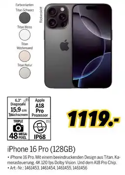 MEDIMAX Apple iphone 16 pro (128gb) Angebot