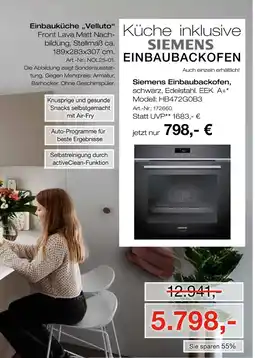 Möbel Inhofer Siemens einbauküche „velluto“ Angebot