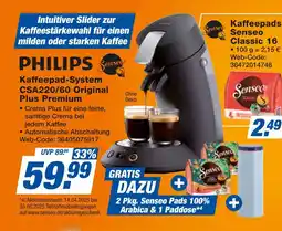 Expert Philips kaffeepad-system csa220/60 original plus premium Angebot