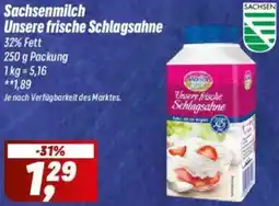 Simmel Sachsenmilch Unsere frische Schlagsahne Angebot