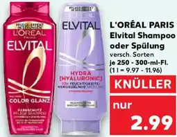 Kaufland L'ORÉAL PARIS Elvital Shampoo oder Spülung Angebot