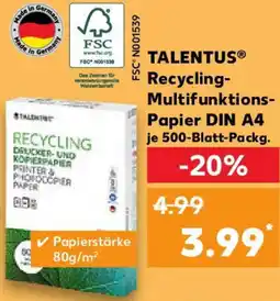 Kaufland TALENTUS Recycling Multifunktions Papier DIN A4 Angebot